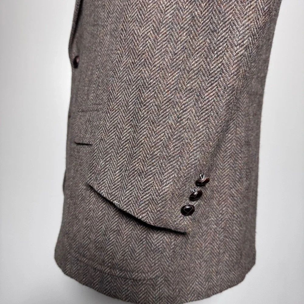 Kingsridge Blazer Mens 40R Brown‎ Herringbone Vintage Wool Sport Coat Academic